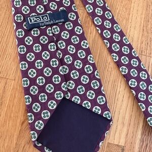 Purple Patterned Men's Tie with Teal Dot Motif